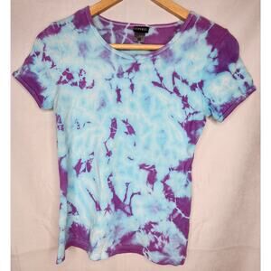 Women's Scoop Neck Tie Dye Blue Purple Small Grateful Dead Hippie